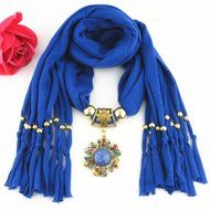 AutumnFall Women Girl Pendant Scarf With Tassel Rhinestone Necklace Scarves (U) N51