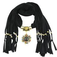 AutumnFall Women Girl Pendant Scarf With Tassel Rhinestone Necklace Scarves (U) N59