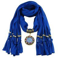 AutumnFall Women Girl Pendant Scarf With Tassel Rhinestone Necklace Scarves (U) N60