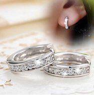 18k Silver Hoop Earrings Crystal Heart Stud Women Round Charming Jewellery Hot N3