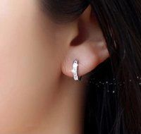 18k Silver Hoop Earrings Crystal Heart Stud Women Round Charming Jewellery Hot N5
