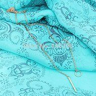 SysPod(TM) Chic Y Shaped Gold Plated Bar Circle Lariat Style Necklace 1pc Womens Unique Charming Gold Tone Bar... N6