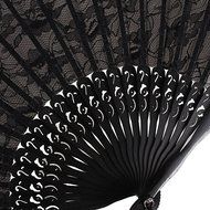 NSSTAR High Quality Lady's Girl's Vintage Retro Flower Lace Handheld Folding Hand Fan (Black) N4