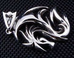 Men's Pendant Dragon Wolf Tattoo .925 Sterling Silver Harley Biker Davidson N2