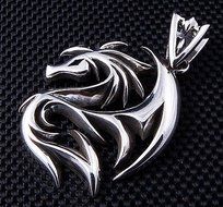 Men's Pendant Dragon Wolf Tattoo .925 Sterling Silver Harley Biker Davidson N3