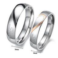 New Love Heart Stainless Steel Couple Rings Engagement Wedding Proposing Band (9) N2