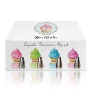 Cupcake Decorating Tip Set by Love2bake - Classic Extra Large Stainless Steel Decorating Tips - Closed Star -...