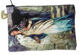 Blessed Virgin Mary Rosary Icon Pouch Tapestry Prayer Keepsake Case 5.7"