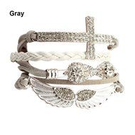 Charms Cross Wings Knitted Infinity Bracelet Multilayer Rhinestone Retro Jewelry