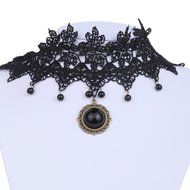 Black Lace Choker Victorian Gothic Collar Necklace Pendant Jewelry N9