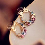 New Fashion 1pair Women Lady Elegant Crystal Rhinestone Ear Stud Earrings N2