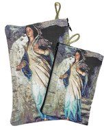 Set Madonna Virgin Mary Rosary Icon Pouch Tapestry Keepsake Pray Case Jerusalem N2
