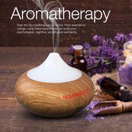HOUSWEETY 140ml Aromatherapy Essential Oil Diffuser Cool Mist Humidifier with 7 Color LED Lights, Wood Grain N3