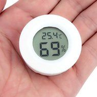 Hense Mini Digital Round Thermometer Hygrometer Temperature Humidity Meter for Pet Case HT27-TS-W0032(black) N2