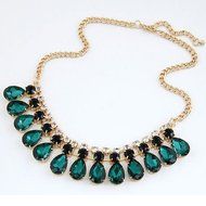 Women Crystal Charm Jewelry Pendant Chain Choker Chunky Statement Bib Necklace