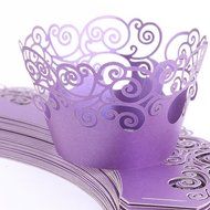 Purple Vine Filigree Cupcake Wrappers Wrap Cases Wedding Birthday Party