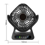 Iwonderful Personal Mini USB Rechargeable Fan,3 Shifting, LED Light,Protable Power Source-Balck N6