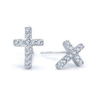 1 Pair Full Rhinestone Crosses-shaped Delicate Ear Stud Earrings Fashion Jewelry N3