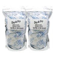 50 Gram Pack of 6 "Dry&amp;Dry" Silica Gel Packets Desiccant Dehumidifiers N3