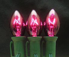7 Watt C7 Transparent Outdoor Patio Party Christmas Novelty Replacement Bulbs, 25 Pack (Red)