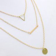 New Women Triangle Multilayer Sequins Gold Pendant Chain Statement Bib Necklace N3