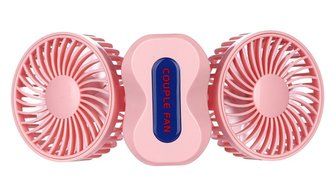 Coomoors Couples Mini Fan Dual Head Portable USB Rechargeable Personal Fan Quiet Operation Desktop Fan with LED... N5