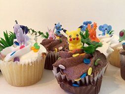 Pokemon cupcake topper set of 24 with grass and leaves