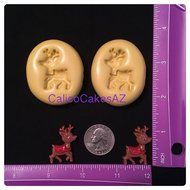 2 Reindeer Fondant Mold Set Chocolate Candy Gumpaste Soap Resin Clay