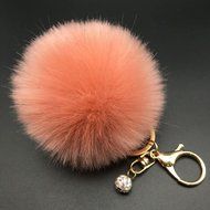 AutumnFall&reg; Fluffy Faux Rabbit Fur Ball Charm Car Keychain Handbag Key Ring (# 12) N24
