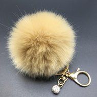 AutumnFall&reg; Fluffy Faux Rabbit Fur Ball Charm Car Keychain Handbag Key Ring (# 12) N25