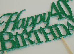 All About Details Green Happy-40th-birthday Cake Topper
