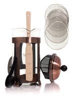Copper French Coffee Press &amp; Tea Infuser Heat Toughened Glass Cafe Crush Club Avignon SS Plunger with Double Screens... N3