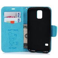 Galaxy S5 Case,Samsung Galaxy S5 Case (I9600) - Wallet Flip Stand Case Embossed Cute Bear PU Leather Case Shockproof... N20
