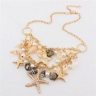 Hot Summer Beach Statement Starfish Shell Conch Pearl Pendants Nacklace Chain N4