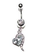 Kathy store INC 316L Surgical Steel Blue/White/Pink Rhinestones Love Heart Dangle Surgical Steel Belly Navel Bar...