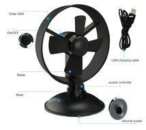 Welltop Flexible USB Desk Mini Fan With Sucker EVA Blades Electric Personal Fans Automobile Cooling Fan Folding... N7