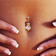 Rhinestone Crystal Fox Body Piercing Jewelry Dangle Belly Bar Button Navel Ring N2