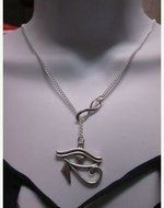 Infinity Eye Of Horus lariat necklace, amulet protection positive energy necklace. N2