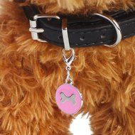 Sandistore Round Bone PuppyRhinestone Pendant Pet Jewelry (Pink) N5