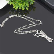 Women&#039;s Fashion Silver Hairdresser Scissors Comb Stylist Pendant Chain Necklace N3