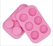 Drhob 1pc Multi color random 6 Cylindrical grid Silicone Mold moon cake forIce jelly Soap, Bread, Loaf, Muffin...