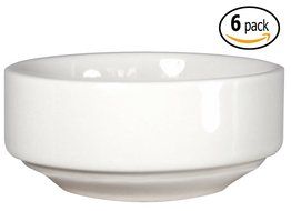 ITI Ceramic Stackable Baking Ramekins / Condiment Sauce Cups with Pan Scraper, 3.5 Ounce (6-Pack, Pure White)
