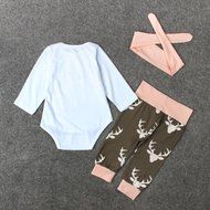 Clothes Set ,BeautyVan Kid Xmas Newborn Baby Girl Romper Bodysuit+Pants Hairband Clothes Outfits Set (6M, White)