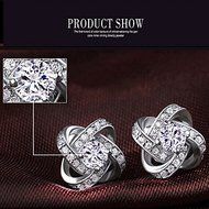Charm Women Hot Silver Plated Ear Stud Zircon Shiny Crystal Rhinestone Earring N6