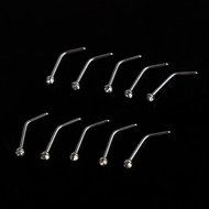 10PCS Stainless Steel Nose Body Piercing Crystal Stud Screw Ring Chic N2