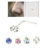 10PCS Stainless Steel Nose Body Piercing Crystal Stud Screw Ring Chic N3