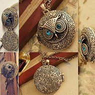 Hot Fashion Womens Owl Vintage Long Locket Bronze Pendant Sweater Chain Necklace