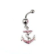 Kathy store INC 316l Surgical Stainless Steel 14g 7/16 Inch Anchor Crystal Rhinestone Gem Bar Navel Belly Ring... N7