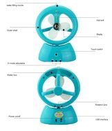 Welltop USB Handheld Humidifier Fans Rechargeable Misting fan Portable Mini fan Table Desktop Water Spray fan... N9