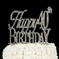40 &amp; Fabulous Cake Topper for 40th Birthday Silver Metal Party Decoration Ideas (40 and Fabulous Silver) N8